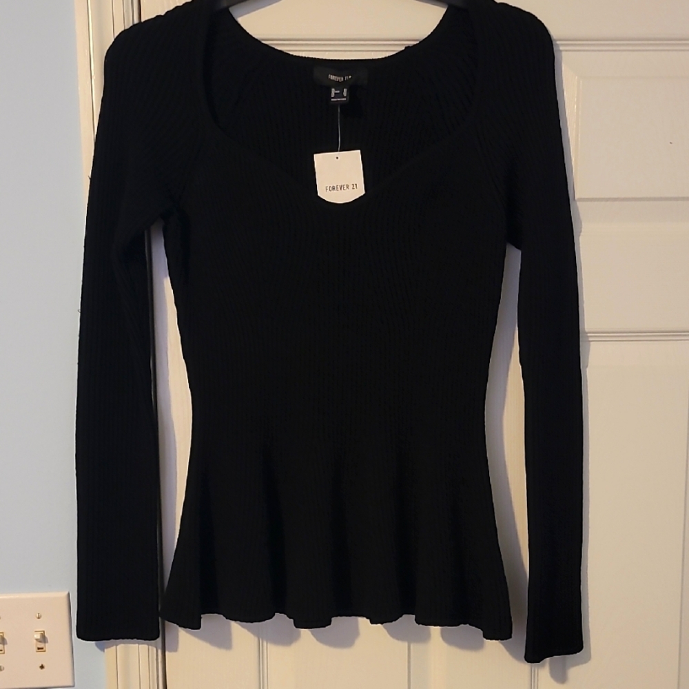Forever 21 Black Ribbed Women's Top